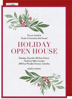 'Seasonal Evergreens' Open House Invitation