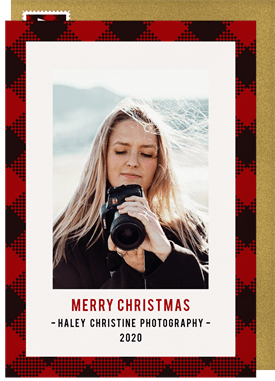 'Modern Buffalo Plaid' Business Holiday Greetings Card