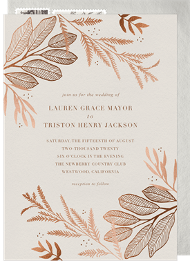 'Romantic Guilded Leaves' Wedding Invitation