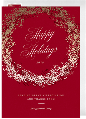 'Sparkling Holiday Wreath' Business Holiday Greetings Card