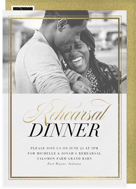 'Gold Frame' Rehearsal Dinner Invitation