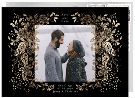 'Golden Botanical Romance' Wedding Save the Date