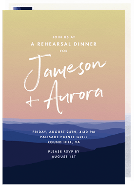 'Ombre Mountain Range' Rehearsal Dinner Invitation