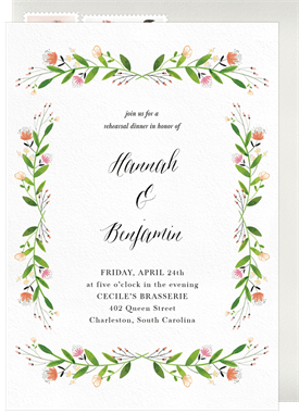 'Floral Branch Frame' Rehearsal Dinner Invitation