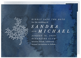 'Ocean Blue Watercolor' Wedding Save the Date