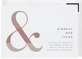 'Tri-color Ampersand' Wedding Invitation