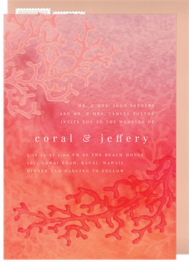 'Quintessential Coral' Wedding Invitation