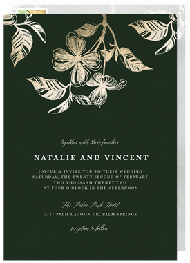 'Golden Flowers' Wedding Invitation