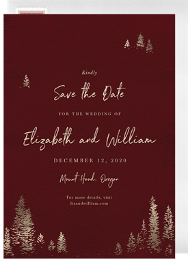 'Golden Evergreens' Wedding Save the Date