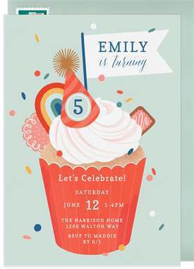 'Confetti Cupcake' Kids Birthday Invitation