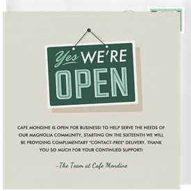 'Open For Business' Cancel / Postpone an Event Announcement