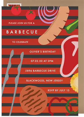 'Backyard BBQ Grill' Adult Birthday Invitation