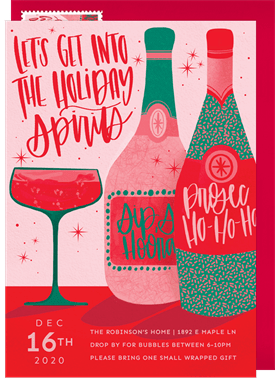 'Bold Prosecco' Holiday Party Invitation