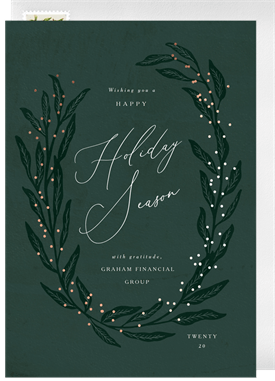 'Twinkling Berry Wreath' Business Holiday Greetings Card