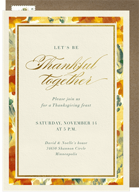 'Autumn Floral' Thanksgiving Invitation