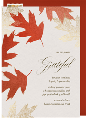 'Fallen Leaves' Business Thanksgiving Card