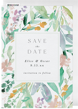 'Floral Watercolor Frame' Wedding Save the Date