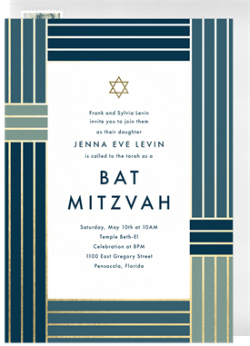 'Color Block Stripe' Bat Mitzvah Invitation