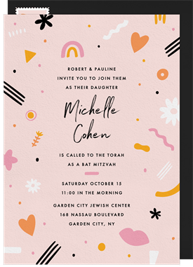 'Graphic Confetti' Bat Mitzvah Invitation