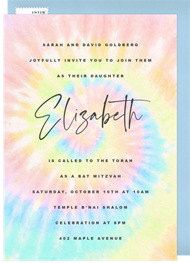 'Vintage Tie Dye' Bat Mitzvah Invitation