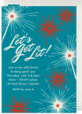 'Lit Fourth' Fourth of July Invitation