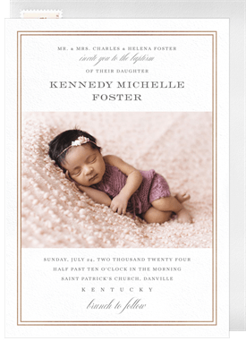 'Classic Foil Frame' Baptism Invitation