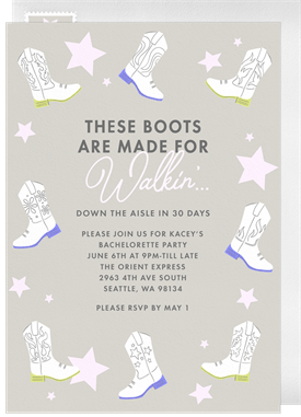 'Bach Boots' Bachelorette Party Invitation