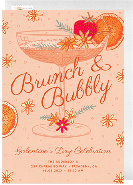 'Delightful Champagne Coupe' Valentine's Day Invitation