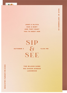 'Modern Sip See' Baby Shower Invitation