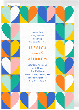 'Geo Hearts' Baby Shower Invitation