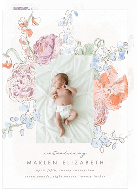 'Flowerbed' Birth Announcement