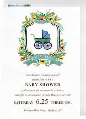 'Vintage Stroller' Baby Shower Invitation