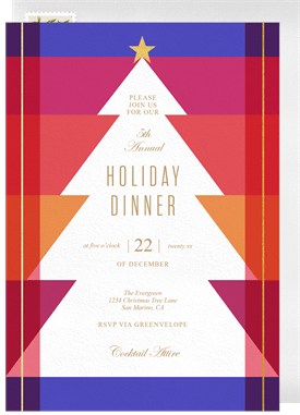 'Festive Geometric Tree' Business Holiday Party Invitation