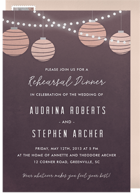 'Lights and Lanterns' Rehearsal Dinner Invitation