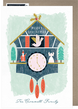 'Christmas Cuckoo Clock' Christmas Greetings Card