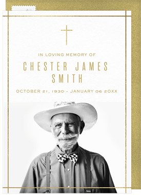 'Minimalist Cross' Memorial Invitation