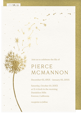 'Floating Dandelion' Memorial Invitation