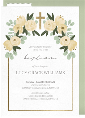 'Floral Arbor' Baptism Invitation