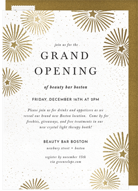 'Starlight Fireworks' Grand opening Invitation