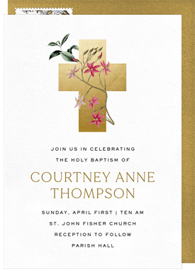 'Metallic Cross' Baptism Invitation