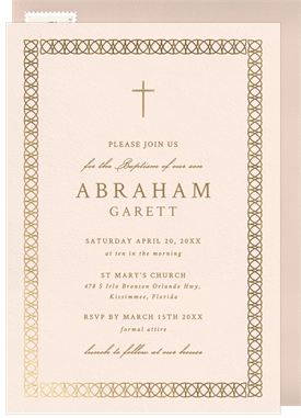 'Lattice Border' Baptism Invitation