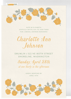 'Vintage Dahlias' Bridal Shower Invitation