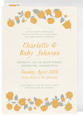 'Vintage Dahlias' Baby Shower Invitation