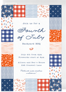 'Patchwork Frame' Fourth of July Invitation