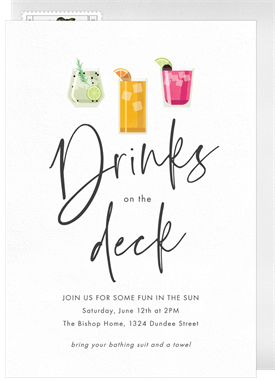 'Colorful Cocktails' Entertaining Invitation