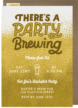 'Party Brewing' Bachelor Party Invitation