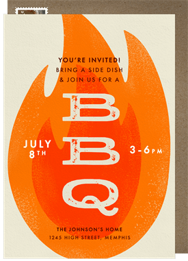 'Bold BBQ Flame' Entertaining Invitation