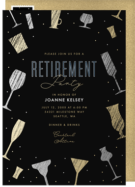 'Gilded Cocktails' Retirement Invitation