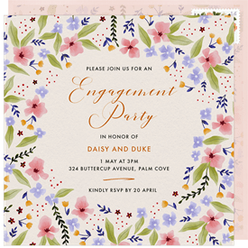 'Flowering Border' Party Invitation