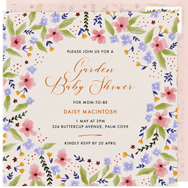 'Flowering Border' Baby Shower Invitation